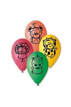 Balony Premium Zwierzątka z dżungli, 12"/ 5 szt.  /GoDan