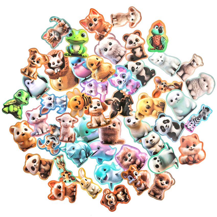 Naklejki Winylowe 50szt. Kreskówkowe Zwierzątka /DpCraft