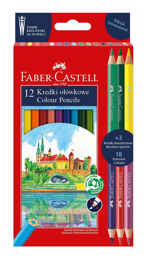 Kredki Ołówkowe Zamek Edycja Limitowana Wawel 12 Kol.+3 Kredki Dwustronne Faber-Castell