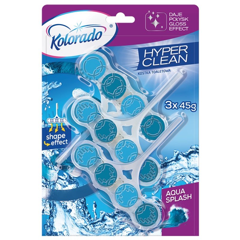 Kostka do WC 45g A'3 Hyper Clean Aqua Splash / Kolorado