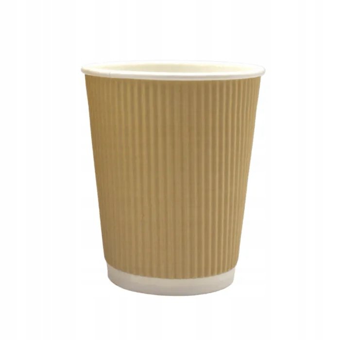 Kubek Papierowy Kraft Ryflowany 300ml śr.90 Bio 25szt. /Love Nature