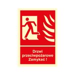 Znak TDC Drzwi Przeciwpożarowe. Zamykać! Kierunek Drogi Ewakuacyjnej W Lewo /TDC