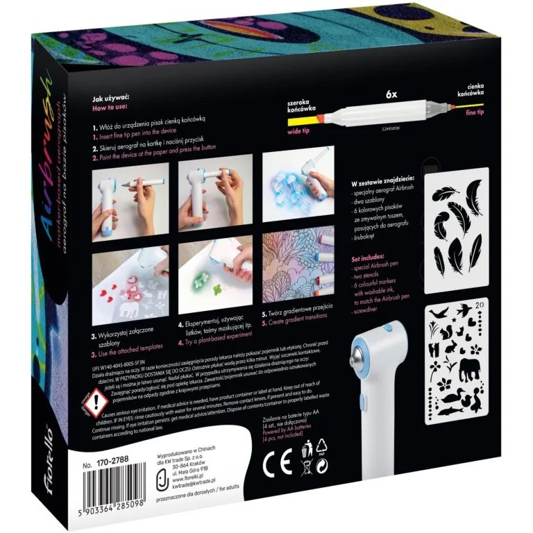 Airbrush zestaw spray: pistolet + markery Fiorello GR-8900N