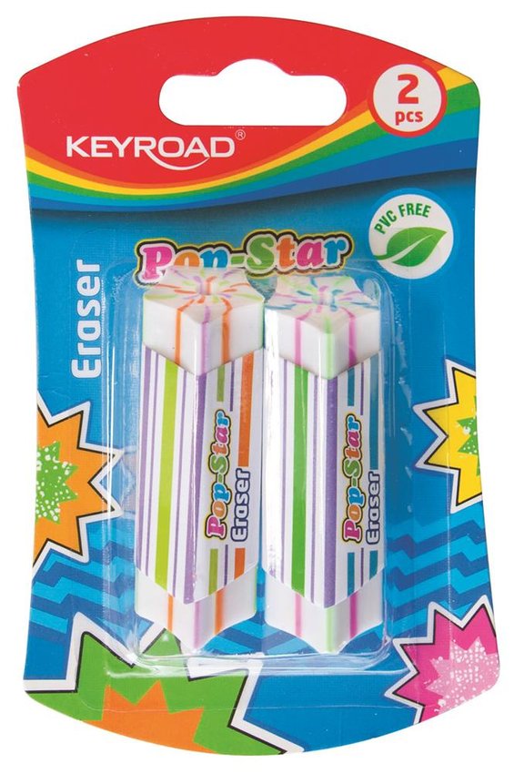 Gumka Uniwersalna Keyroad Pop-Star 2Szt. Blister Mix Kolorów