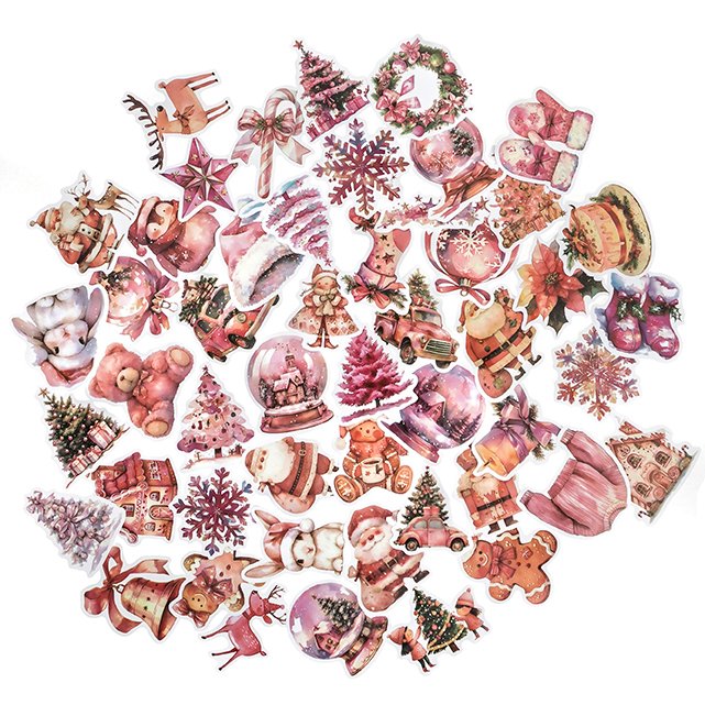 Naklejki Winylowe  Świąteczne 50szt Modern Pink /DpCraft