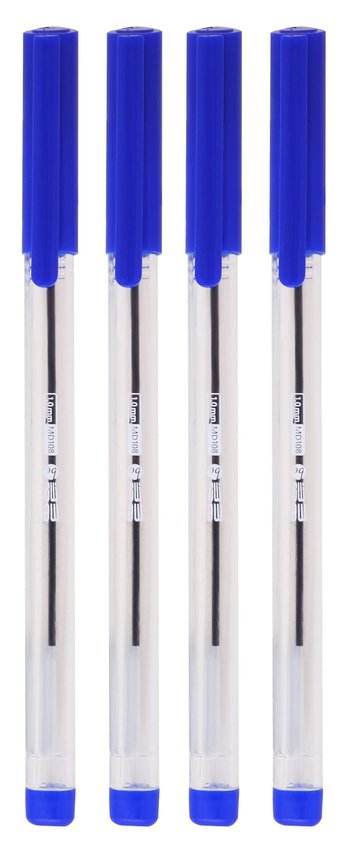 Długopis Biurowy Przezroczysty 1 Mm Memobe Niebieski 4 Szt. Etui