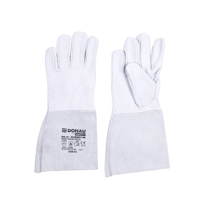 Rękawice Robocze Donau Safety Spawalnicze Tig Skóra Kozia Rozm. 10/XL Biało-Szare  /DONAU SAFETY