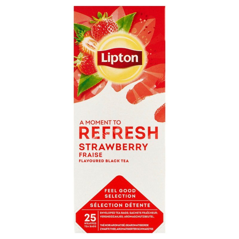 Herbata Lipton Refresh Czarna Truskawkowa 25 Torebek
