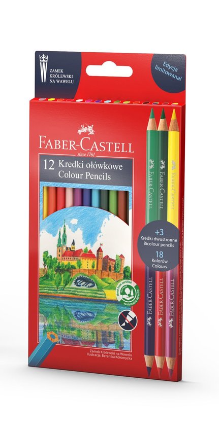 Kredki Ołówkowe Zamek Edycja Limitowana Wawel 12 Kol.+3 Kredki Dwustronne Faber-Castell