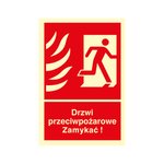 Znak TDC Drzwi Przeciwpożarowe. Zamykać! Kierunek Drogi Ewakuacyjnej W Prawo /TDC