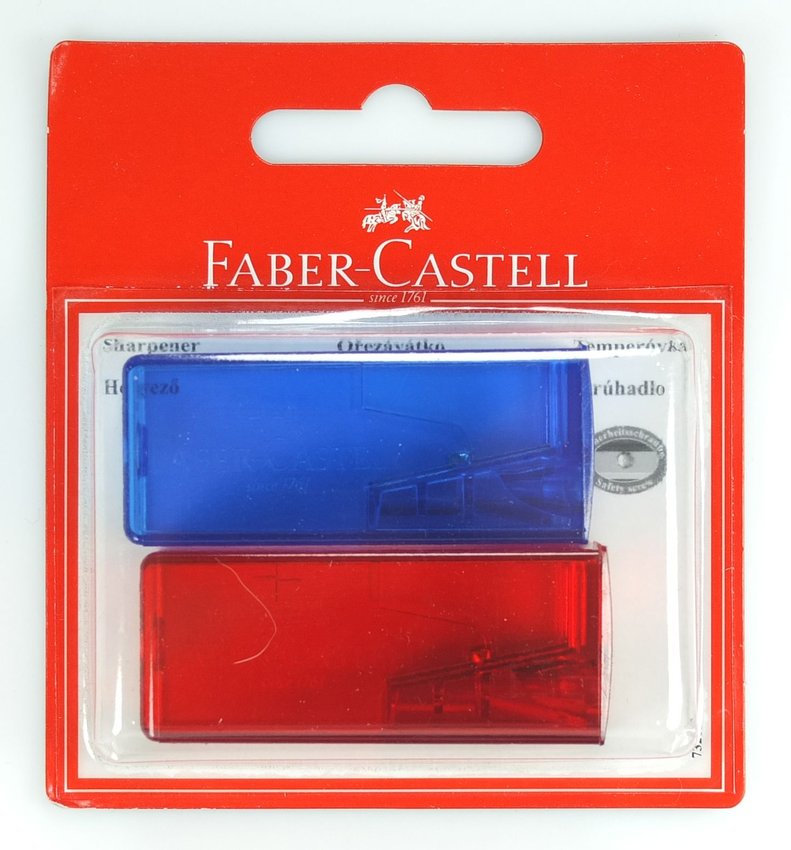 Temperówka Plastikowa Kontenener Fluor.Mix 2 Szt. Blister Faber-Castell