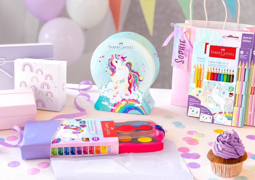 Kredki Grip 2001 Edycja Unicorn 18 Kredek Grip + 6 Kredek Sparkle Pastelowych + Naklejki Faber-Castell