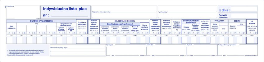 Indywidualna Lista Płac 1/3 A5 Offset P5 /MiP