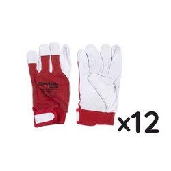 Rękawice Robocze Donau Safety Skóra Kozia Po Stronie Dłoni Rzep Rozm. 10/XL Biało-Czerwone  /DONAU SAFETY 12 szt.