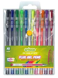 Długopisy Żelowe Fluorescencyjne  Cricco 10 Kol. Etui