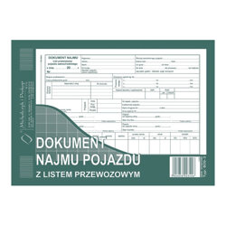 Dokument Najmu Pojazdu Z Listem Przewozowym A5 40k /MiP