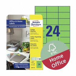 Etykiety Samoprzylepne Avery Office&Home 70x37 24/A4 A'10 Zielone No.3450-10