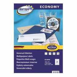 Etykiety Samoprzylepne Economy Europe100 by Avery 63,5x38,1 21/A4 A'100 No.ELA040