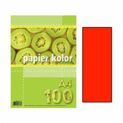 Papier Xero A4 A'100 80g Czerwony Fluo /Kreska