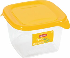 Pojemnik Na Żywność Kwadratowy Fresh&Go 0,45L Żółty Transparentny / Curver 182243