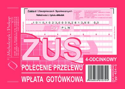 Polecenie Przel. ZUS A6 (4-odc.) 454-5 /MiP