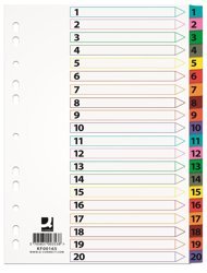 Przekładki Pap. A4 Numeryczne 1-20 Białe /Q-Connect