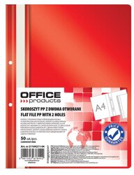 Skoroszyt Office Products PP A4 2 Otwory 100/170 mikr. Wpinany Czerwony