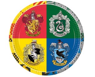 Talerzyki papierowe Harry Potter Hogwarts Houses, 23cm 8 szt. (plastic-free)  /GoDan