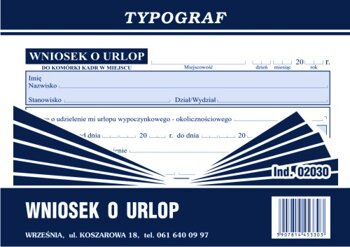 Wniosek o Urlop A6 Offset 02030 /Typograf