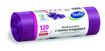 Worki Na Śmieci LDPE 120L A'10 z Taśmą Ściągającą Lawendowe /Stella