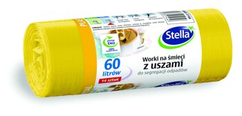 Worki Na Śmieci LDPE Do Segregacji Odpadów Plastikowych i Metalowych 60L A'14 z Uszami Żółte /Stella