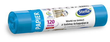 Worki z taśmą ściągającą do segregacji PAPIER 120L 5szt niebieskie / Stella