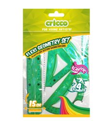 Zestaw Geometryczny z Linijką 15 cm Flexi Mix  / Cricco