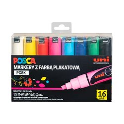 Zestaw Markerów z Farbą Plakatową Uni PC-8K Posca 16szt.