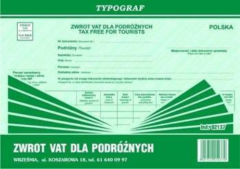 Zwrot VAT dla Podróżnych A4 Offset 02137 /Typograf