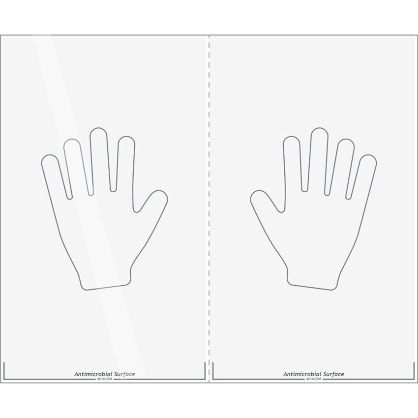 Antybakteryjna Naklejka  600X500 Mm Sterifil Na Drzwi Z Nadrukiem Rąk Transparentna 5 Szt. Tarifold