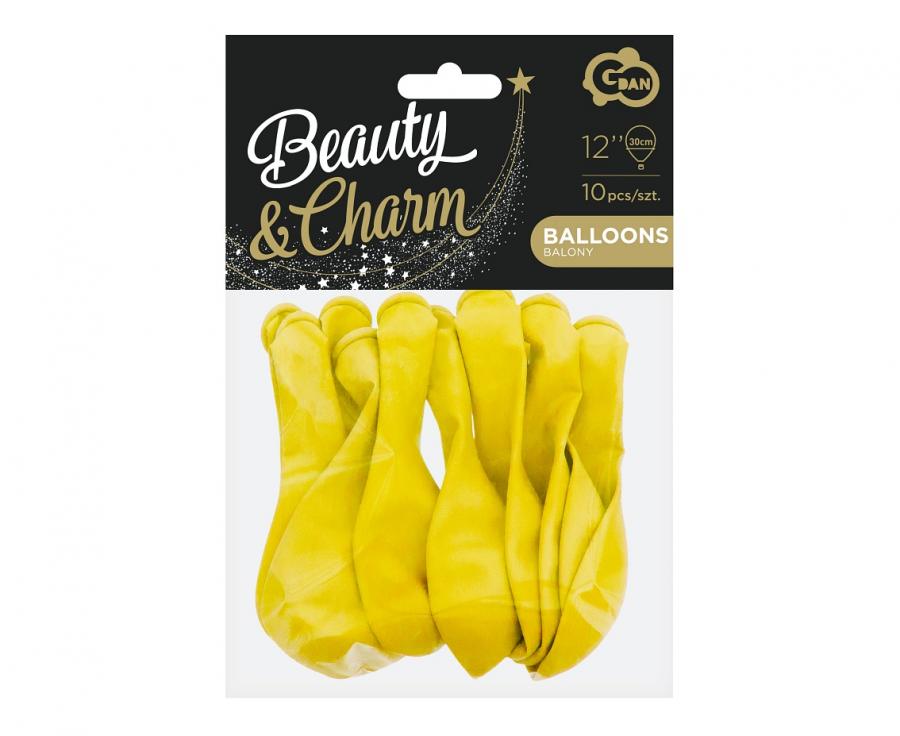 Balony Beauty&Charm, pastelowe żółte 12"/ 10 szt. /GoDan