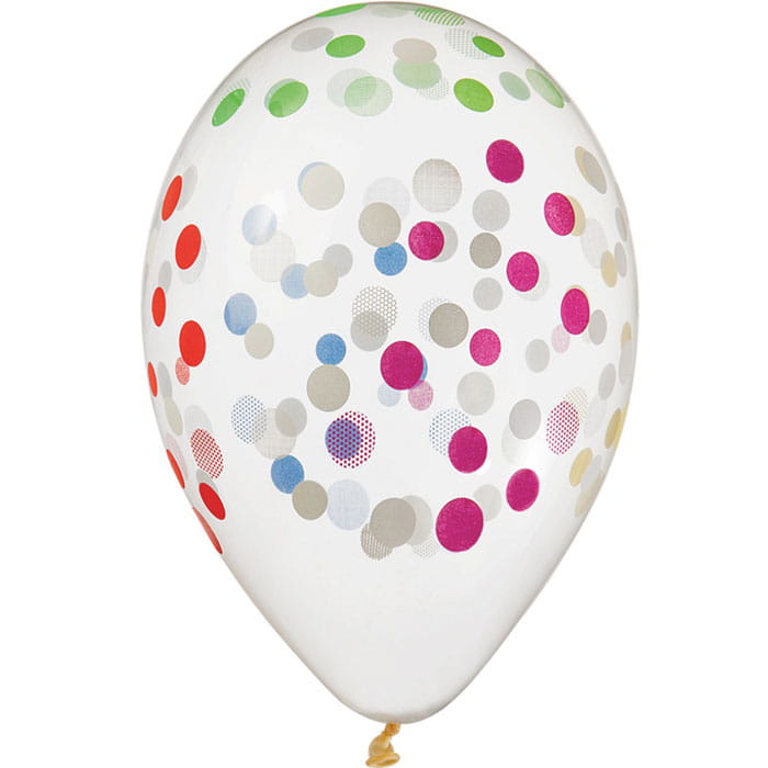 Balony Premium Hel "Konfetti kolorowe", transparentne, 13"/ 5 szt.  /GoDan