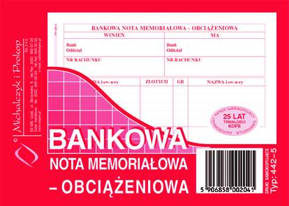 Bankowa Nota Memoriałowa-Obciążeniowa A6 Wielok. 442-5 /MiP