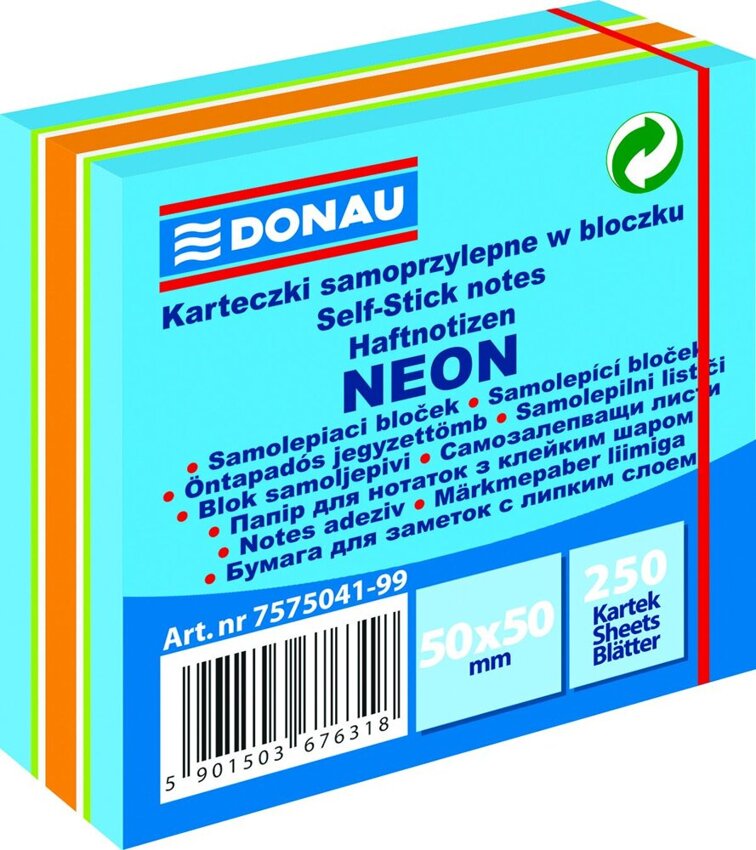 Bloczek Samoprzylepny 50x50 250k 4kol. Neon (niebieski) /Donau