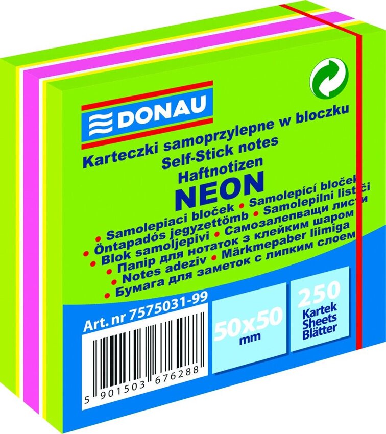 Bloczek Samoprzylepny 50x50 250k 4kol. Neon (zielony) /Donau