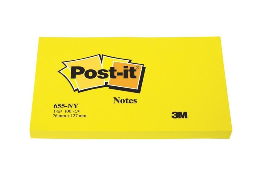 Bloczek Samoprzylepny Post-It (655N) 127X76Mm 1X100 Kart. Jaskrawy Żółty