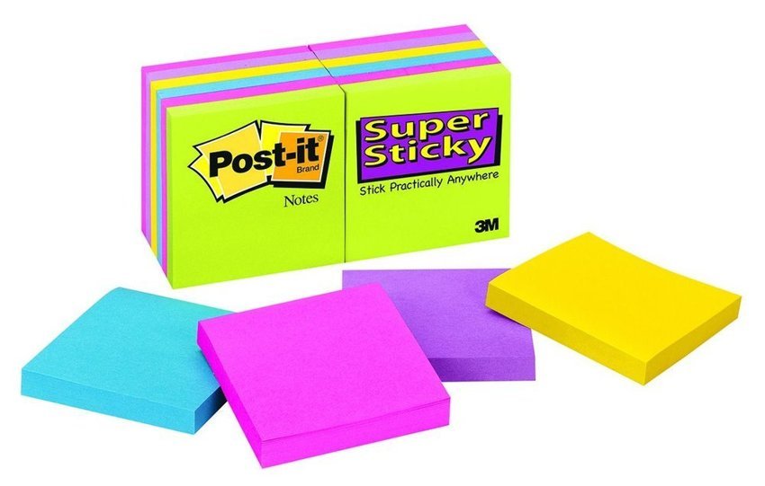 Bloczek Samoprzylepny Post-It Super Sticky (654 -12Ssuc) 76X76Mm 1X90 Kart. Neonowe