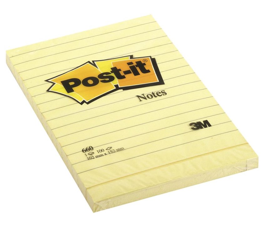 Bloczek Samoprzylepny Post-It W Linie (660) 102X152Mm 1X100 Kart. Żółty