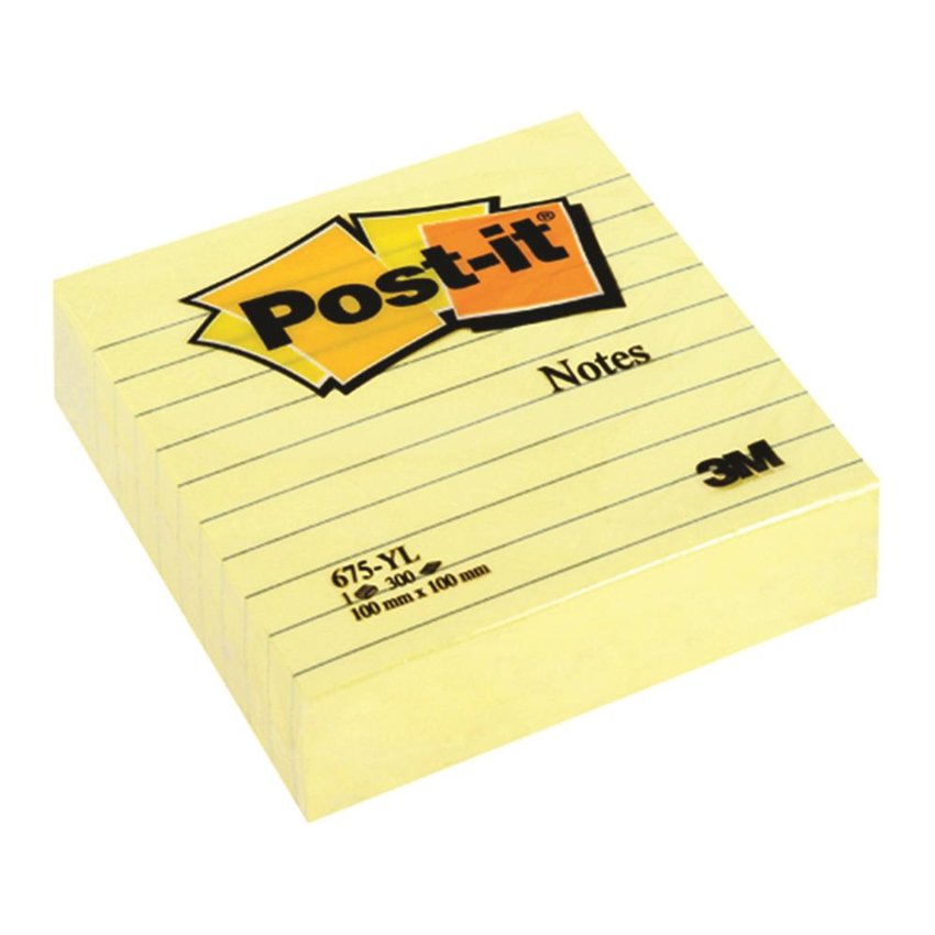 Bloczek Samoprzylepny Post-It W Linie (675-Yl) 100X100Mm 1X300 Kart. Żółty