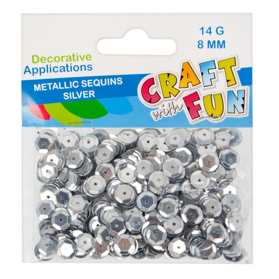 Cekiny metaliczne okrągłe 8 mm srebrne  /Craft With Fun 290857
