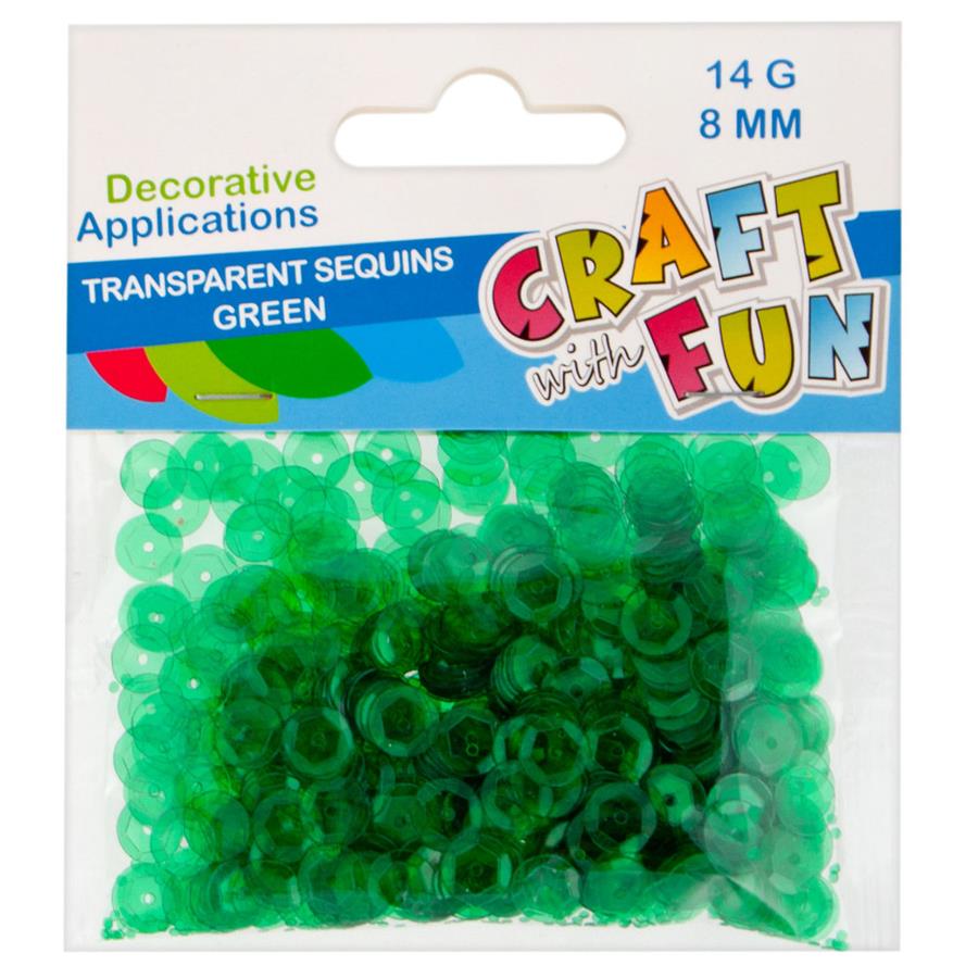 Cekiny transparentne okrągłe 8 mm zielony  /Craft With Fun 439329