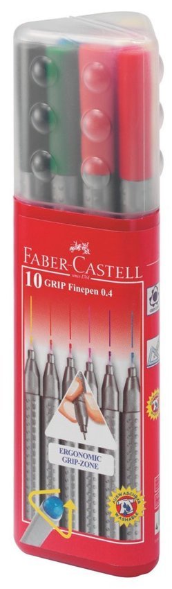Cienkopisy Grip 10-Kol.0,4mm w Etui Faber-Castell
