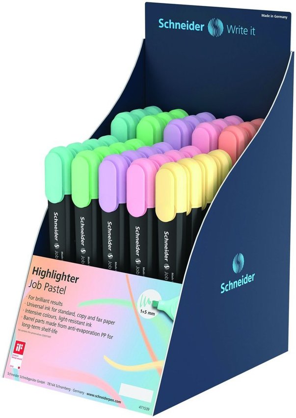 Display Zakreślaczy Schneider Job Pastel 1-5 mm 35 Szt. Mix Kolorów