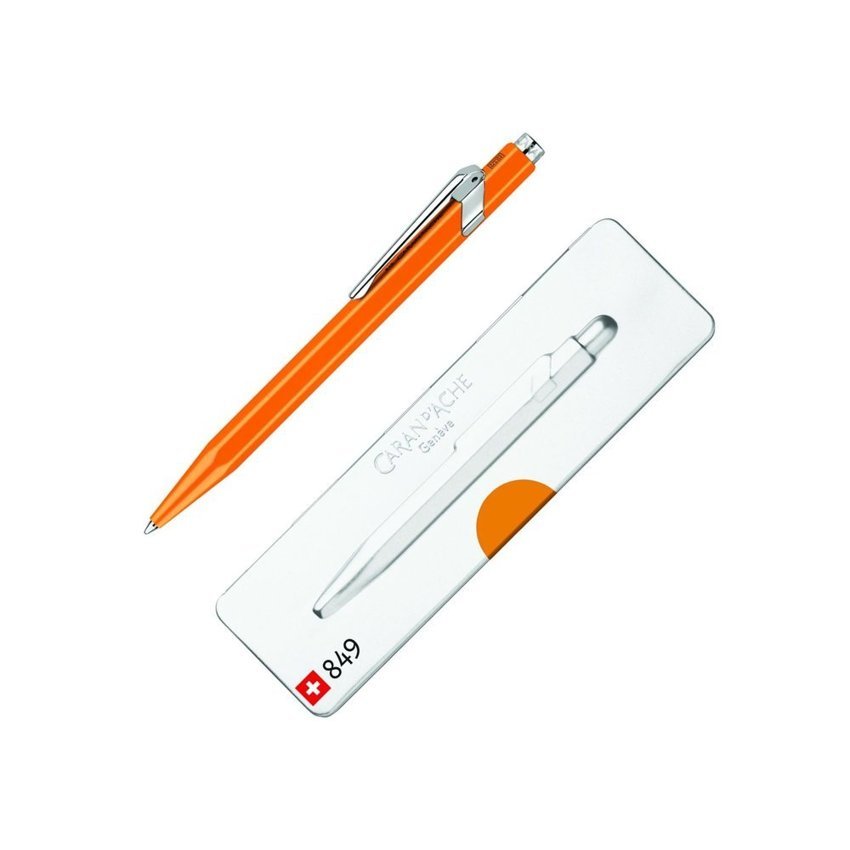 Długopis Caran D'Ache 849 Pop Line Fluo M W Pudełku Pomarańczowy